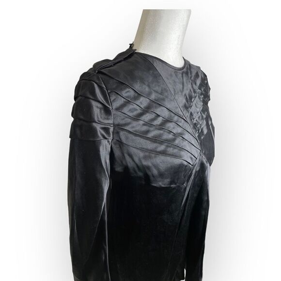 Proenza Schouler Black Silk Long Sleeve Detail Blouse - Picture 3 of 15